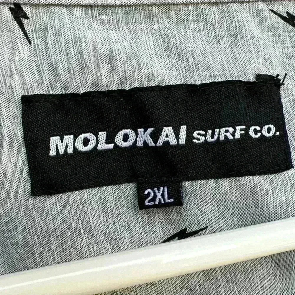 Molokai Surf Co. Lightning Bolt Button Up Shirt Gray XXL - Picture 6 of 7